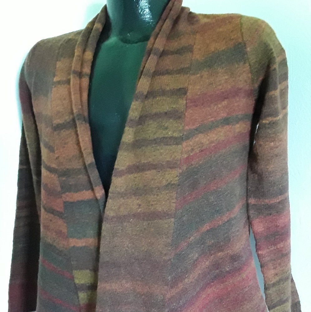 Curio New York women cardigan knit open front brown size S